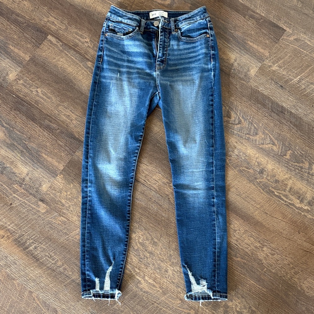 BKE Women's Faded Blue Skinny Jeans